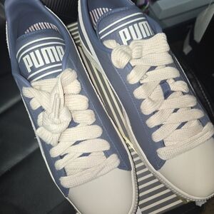 PUMA Men's Clyde Q3 Navy and Cream Sneakers